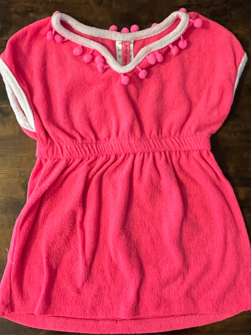 Betsey Johnson Hot Pink Pom-Trim Terry Romper